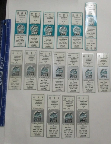 *17* Assorted Marlins Inaugural Year 1993 Tickets *USED* Cover