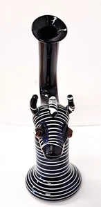 Water Pipe Glass Bent Neck 7.5" 14mm Male Bowl - Zebra - Picture 1 of 3