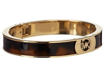 MICHAEL KORS Fulton Tortoise Yellow Gold Hinge Bangle Bracelet MKJ3526710 + BOX - Image 1 of 4