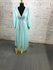 Alice + Olivia Dress Womens 2 Maxi Long Sleeve Blue V Neck Boho Casual $ 550 - Picture 1 of 13