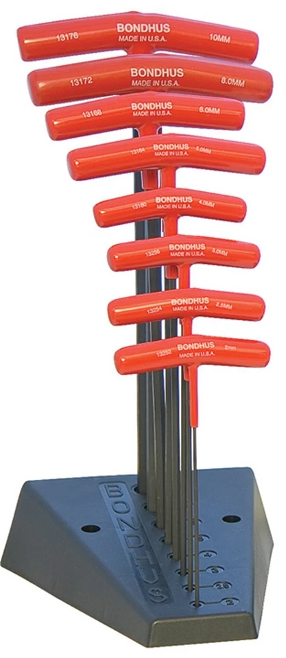 Bondhus 15387 Set of 8 Hex T-handles, 9-Inch Length, sizes 2-10mm - Image 1 of 1