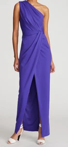 Halston Celeste Gown In Scuba Color:Purple Size 10 Hemmed - Picture 1 of 15