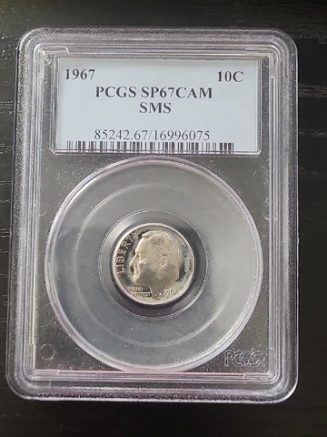 1967 SMS CLAD Roosevelt Dime PCGS SP-67 CAM Hazy Free Shipping Cover