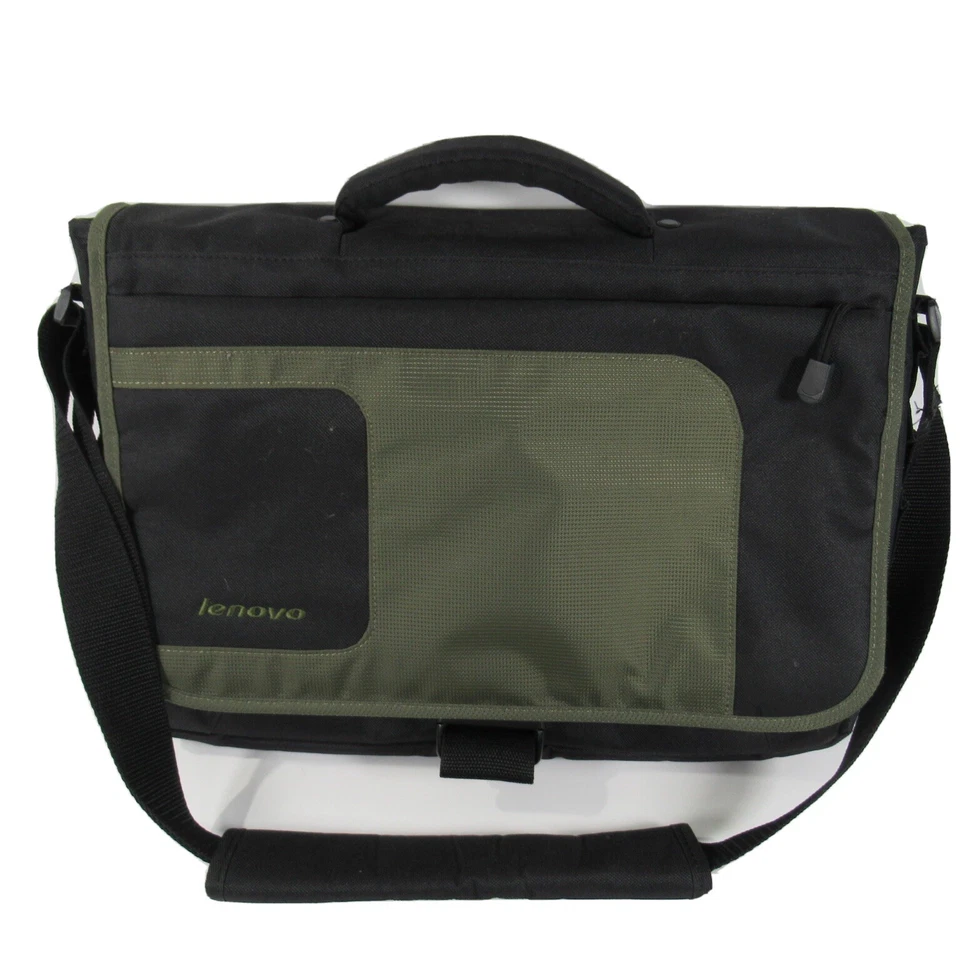 Lenovo Laptop Shoulder Bag 41U253 Many Compartments Black/Olive Green - Image 1 of 4