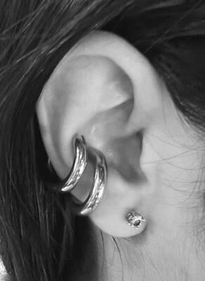 x2 Pendientes de cartílago orejas no perforadas de acero inoxidable de moda pendientes de puño 6GA Foto 1 de 4