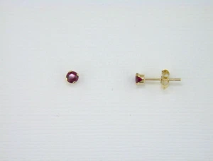3 mm Round Ruby 14kt Yellow Gold Small Stud Earrings - Picture 1 of 3