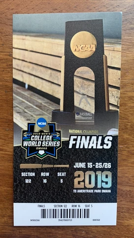 CWS 2019 College World Series - Finals Ticket - Vanderbilt Commodores Champions! Cover