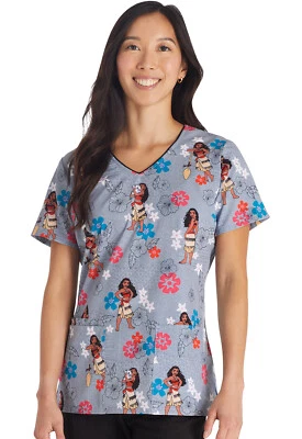Moana Cherokee Scrubs Tooniforms Disney V Neck Top TF614 MHFY - Image 1 of 4