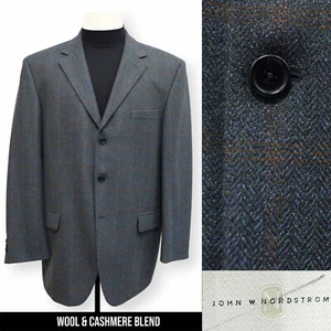 JOHN NORDSTROM mens WINDOWPANE wool cashmere sport coat suit jacket blazer 46 L - Picture 1 of 6