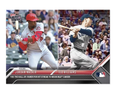 Jordan Walker/Ted Williams - 2023 MLB TOPPS NOW® Card 87 Ties Hit Streak! RC 🔥 - Image 1 of 2