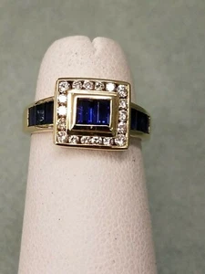 STUNNING DESIGN AUTHENTIC Le Vian 18K YELLOW GOLD DIAMOND & SAPPHIRE RING Sz 6 - Picture 1 of 9