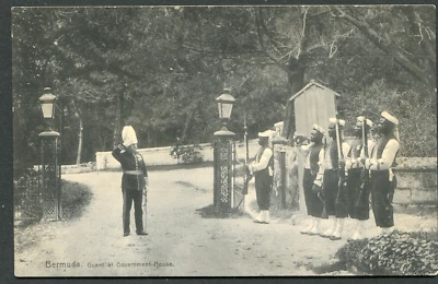 Tarjeta postal/ppc BERMUDAS (21829) militar/guardia en la casa de gobierno Foto 1 de 2
