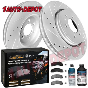 Front Drilled Rotors and Brake Pads for 2010-2020 Ford F-150 Lincoln Navigator - Picture 1 of 10