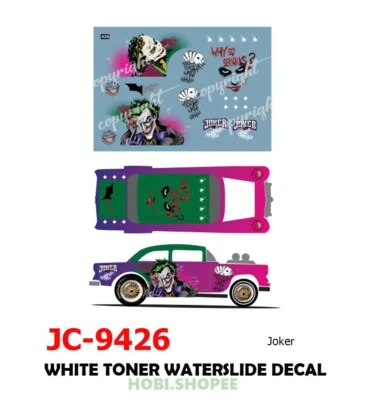 JC-9426 White Toner Waterslide Decals # Joker - 1:64 Hot Wheels - Image 1 of 4