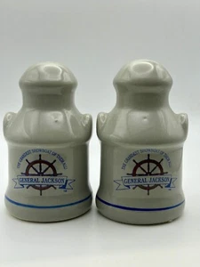 Steamboat General Jackson Nashville Ceramic Milk Can Salt & Pepper Shakers - Picture 1 of 5