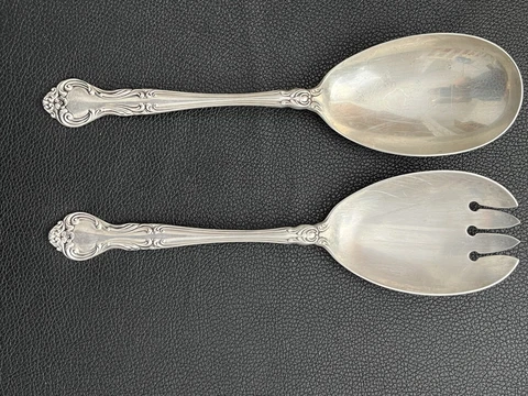MANCHESTER STERLING Silver Salad Serving Spoons Set  2-Piece 149 grams Cover