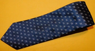 SAKS FIFTH AVENUE MADE IN ITALY BLUE/WHITE GEOMETRIC TIE - TIES - DESIGNER TIES. - Image 1 of 3