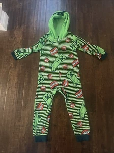 Minecraft One Piece Pajamas Creeper Hoodie Union Suit Kid Size XS 4/5 - Picture 1 of 4