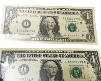 Matching Serial Number Fancy Federal Number Note One Dollar Reserve Note - Image 1 of 4