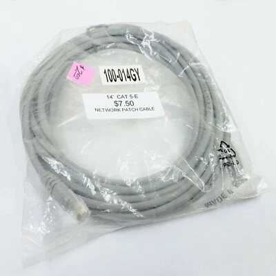 New Cat5e Network Ethernet Patch Cable Gray 14 Ft 4.2m 350 MHz 100-014GY - Image 1 of 2