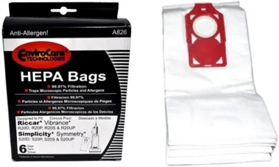Riccar Simplicity HEPA Vacuum Bags R20S, R20D, R20P, S20S, S20D, S20P - Image 1 of 2