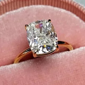 3.25 Ct Certified Cushion Cut White Diamond Solitaire Ring, Great Luster-VIDEO - Picture 1 of 9