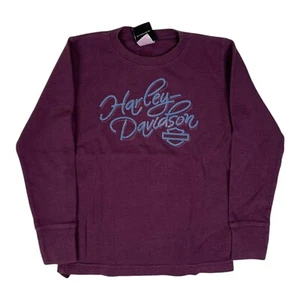 Vintage Harley Davidson Thermal Long Sleeve Shirt Youth Girls Size Medium  - Picture 1 of 8