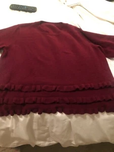 Burgandy Cashmere Sweater Last Season, No Label, small ruffle on bottom of sweat - Picture 1 of 5