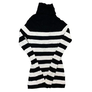 International Concepts Black Knit Jumper Striped Knit Turtle Neck Womens Medium - Picture 1 of 4
