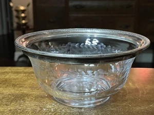5.75"x2.75" Vtg Art Nouveau Webster Co Sterling Silver Rim Etched Glass Bowl - Picture 1 of 9