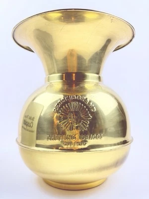 Tabaco de mascar de colección de latón Spittoon Redskin marca 19 1/8" Cuspidor ponderado B5 Foto 1 de 4