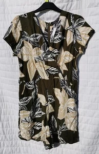 Dorothy Perkins Khaki Green Shorts 14 Hawaiian Flower Jumpsuit Cream Black - Picture 1 of 3