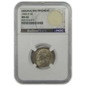 1945 D Jefferson Nickel MS 66 NGC Silver Bag Fragment SKU:I20312 - Picture 1 of 4