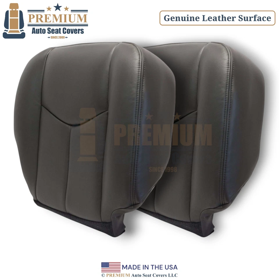 Fundas de asiento inferiores de cuero genuino para Chevy Silverado 2003-2007 muy peltre oscuro Foto 1 de 4
