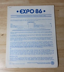 EXPO 86 INFORMATIONSPAKET zusammengestellt von AAA Vancouver BC Kanada - Bild 1 von 2