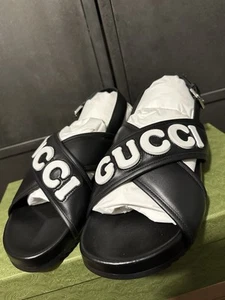 Gucci sandali uomo neri in pelle slider taglia 11UK/12US - Foto 1 di 13