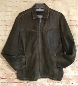 Alberto Zimni Signature Herren 4XL 4XLarge Braun Mantel 100% Leder Distress Jacke - Bild 1 von 8