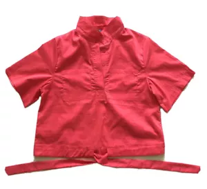 bright coral boxy collared top - Picture 1 of 3