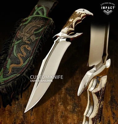 Impact Cutlery Custom Handmade Full Tang D2 Bowie Knife | Stag Antler | Rare - Image 1 of 4