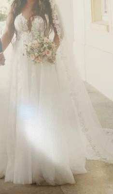 Wunderschönes Designer Hochzeitskleid  gebraucht A Linie Größe 40 - Bild 1 von 3