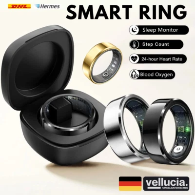 Smart Ring SR06 2025 Titanio Fitness Tracker Cuore SpO2 Sonno IP68 App + Scatola di Ricarica