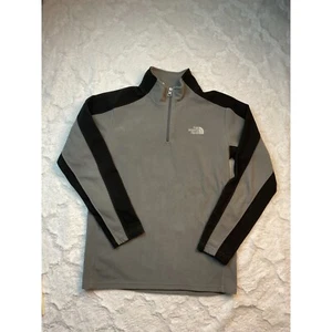 The North Face Fleece Pullover Quarter Zip Gray Black Kids L/G - Picture 1 of 7