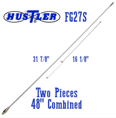 Hustler FG27S 4 Foot Low-Profile Stainless Steel Center Load CB Antenna New - Image 1 of 3