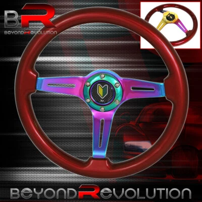 Cuadro de volante central universal Deep Dish rojo neo cromo Wakaba Foto 1 de 4