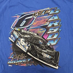 KYLE LARSON T Shirt LATE MODEL  World Of Outlaws WoO sprint car NASCAR tee Blue - Picture 1 of 4