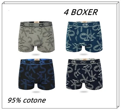 Stock 4 BOXER uomo pack mutande in cotone elasticizzato multicolori fantasia - Immagine 1 di 2