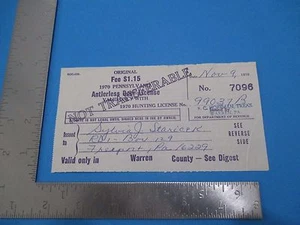 Vintage 1970 Pennsylvania Amterless Deer License Sylvia Staricek Freeport S2041 - Bild 1 von 2