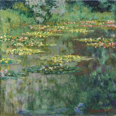 38W"x38H" THE WATER LILY POND by CLAUDE MONET - LE BASSIN DES NYMPHEAS CANVAS - Image 1 of 4