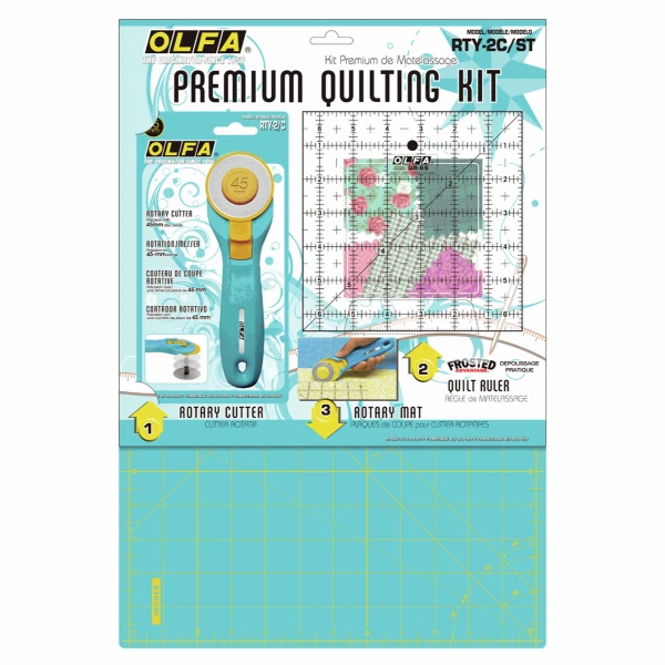 Olfa Patchwork Starter Set Aqua Cutting Mat, 45mm Rotary Cutter, Ruler — 第 1/1 张图片