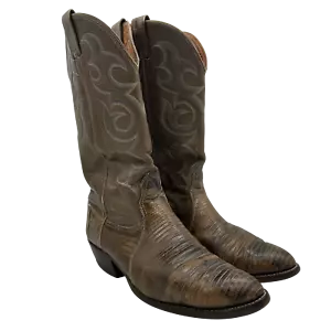 Vintage Nocona Boots Mens Size 10D Lizard Cowboy Western Made USA Brown Leather - Picture 1 of 18